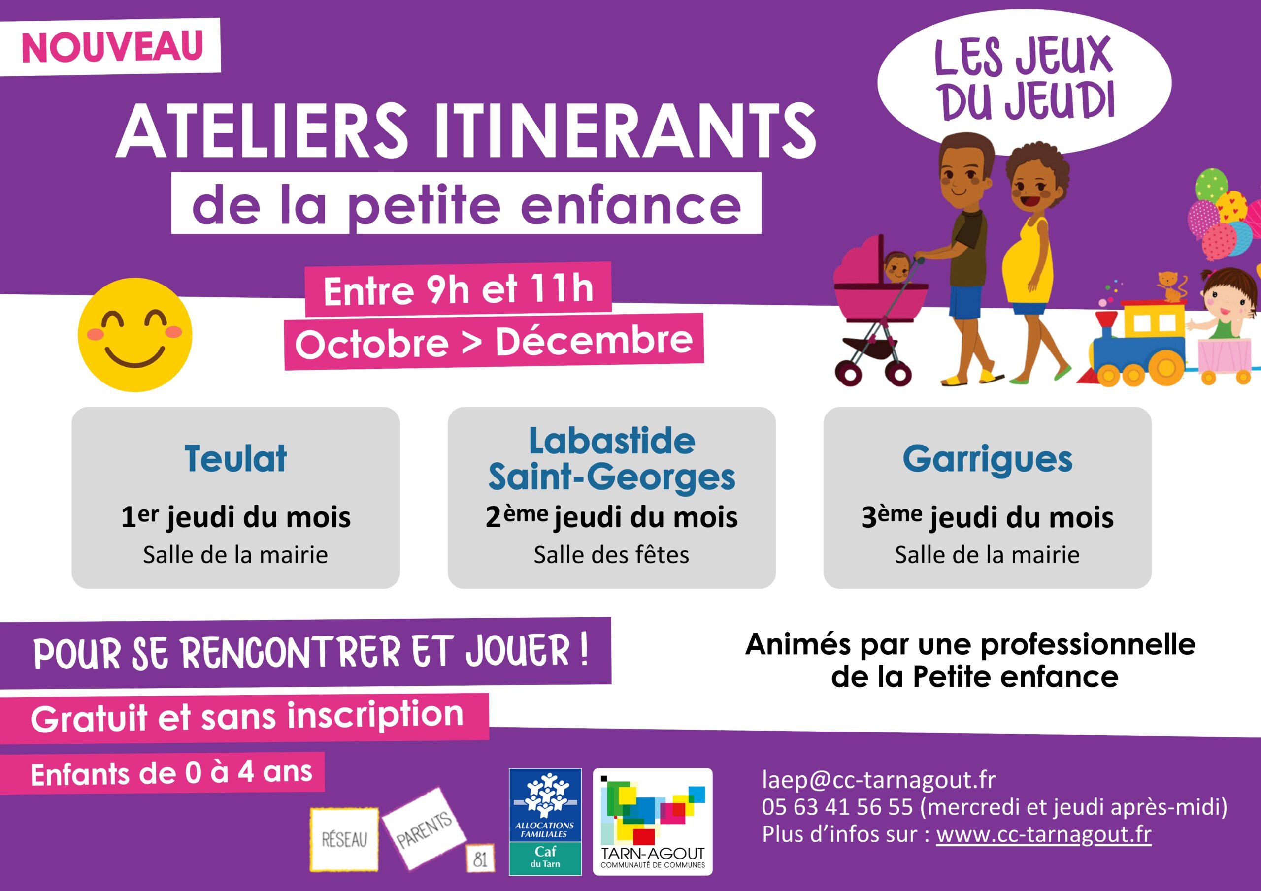 LAEP - La Communauté de Communes TARN-AGOUT organise des ateliers itinérants de la Petite enfance.