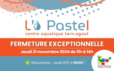 Centre aquatique – Fermeture exceptionnelle ce Jeudi 21 novembre de 11h à 14h