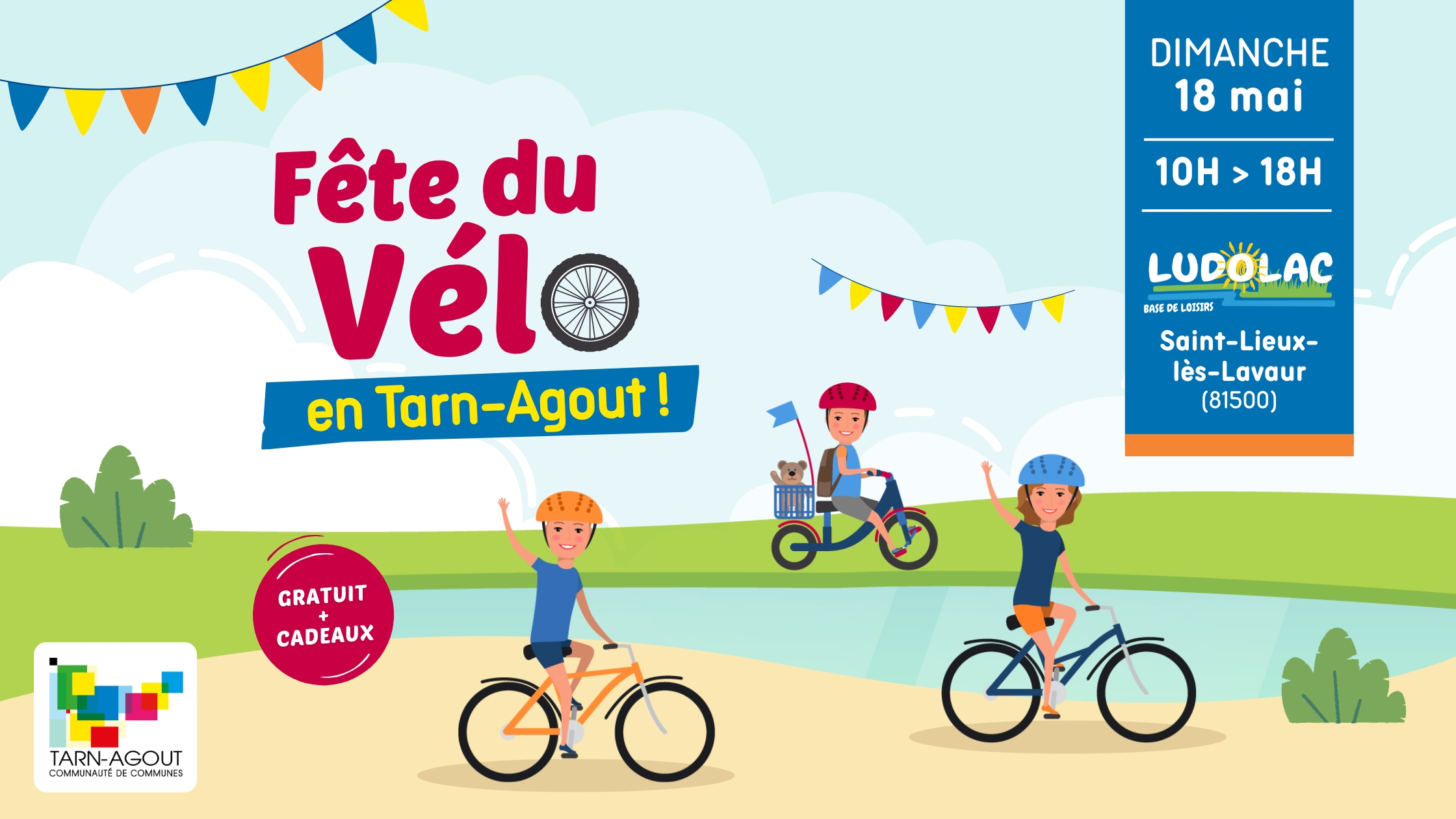 La CCTA organise la 2ème édition de la Fête du vélo Tarn-Agout le dimanche 18 mai 2025, à la base de loisirs Ludolac à Saint-Lieux-lès-Lavaur.