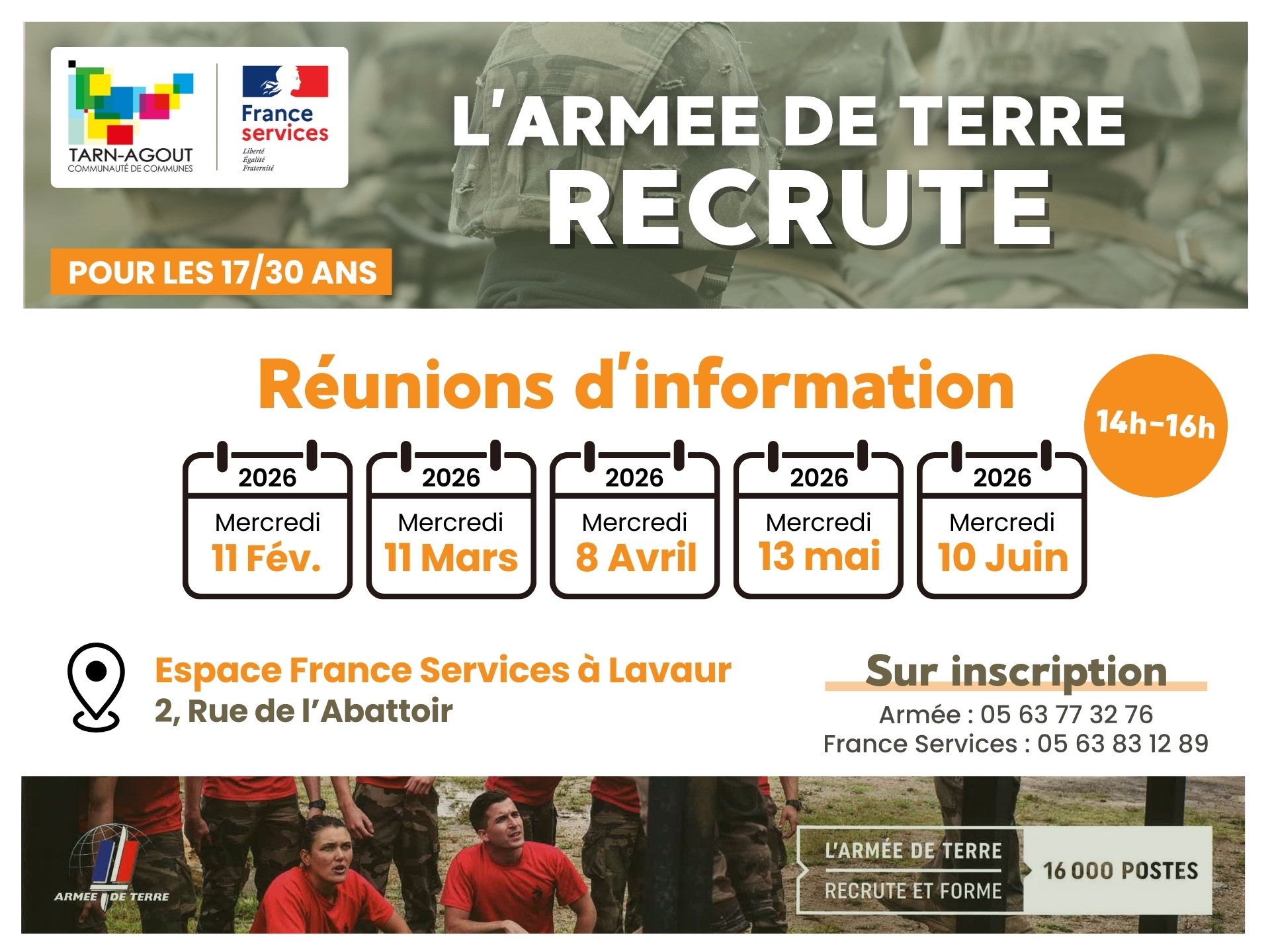 France Services (Lavaur) : permanences de l'Armée de Terre en 2026.