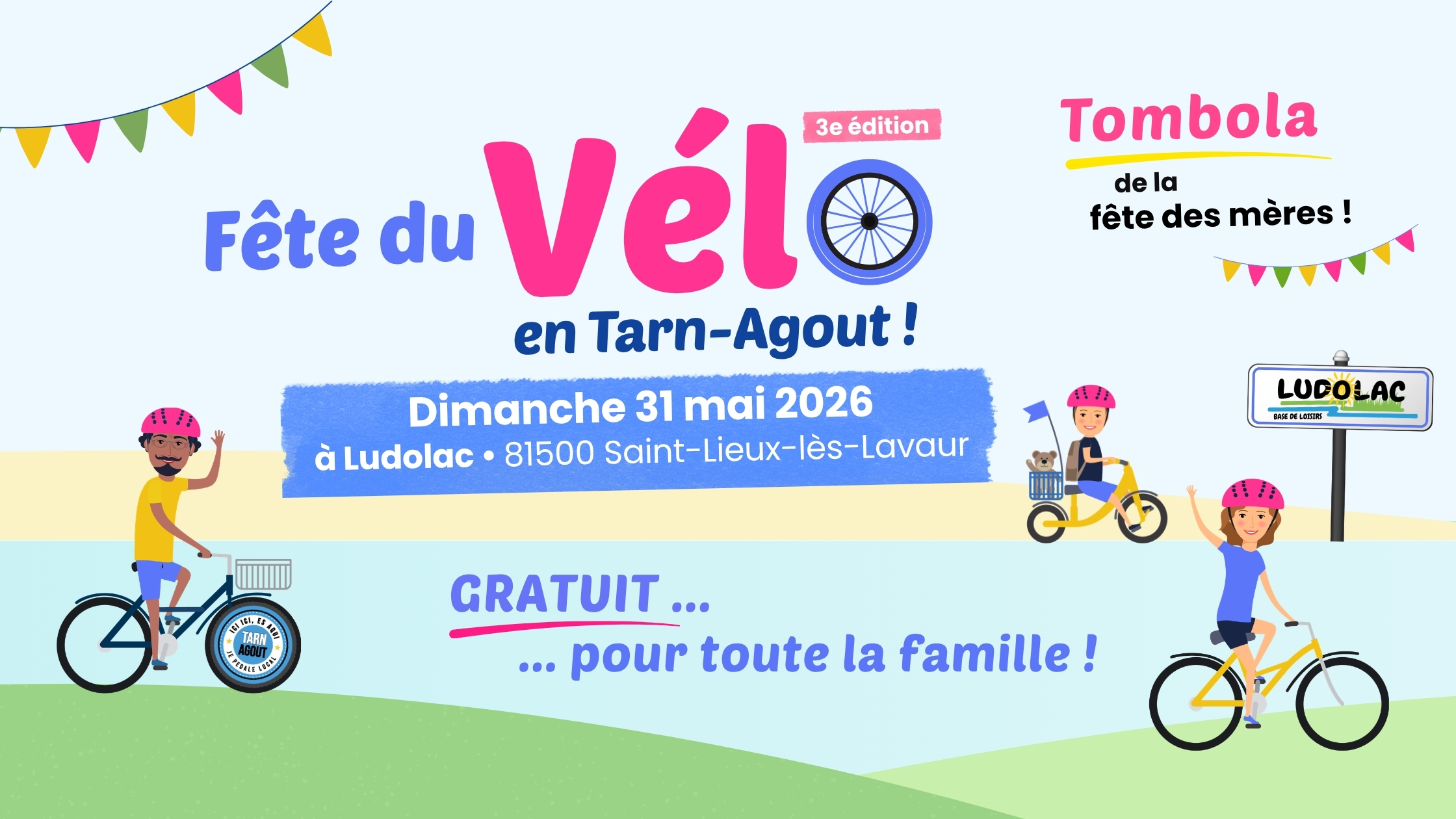 La Fête du vélo Tarn-Agout est organisée dans le cadre de MAI A VELO, en partenariat avec les associations et acteurs vélo du territoire.